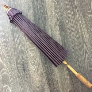 Dark Purple Parasol with Wood Handle